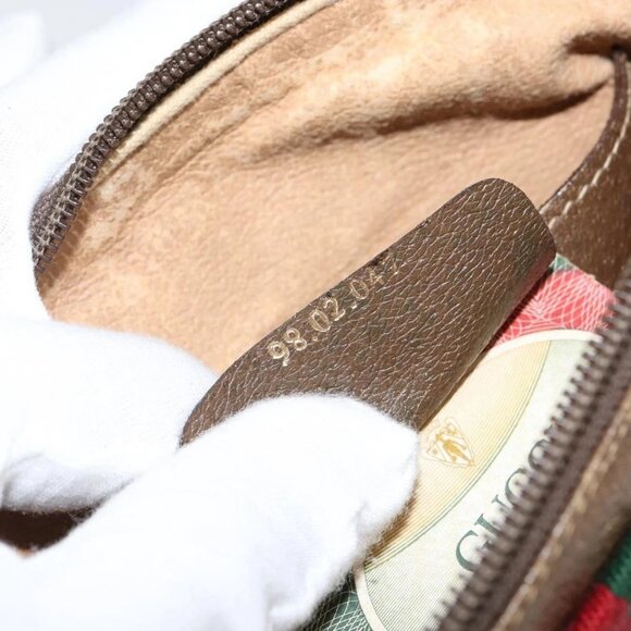 GUCCI GG Supreme Web Sherry Line Shoulder Bag PVC Beige - Picture 12 of 16